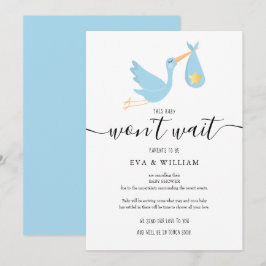 かわいいコウテイペンギンのベビーシャワーお祝い延期中止カード 招待状