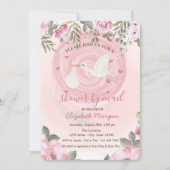 かわいいコウテンチョウの水彩花 赤ちゃん歓迎会 招待状 (正面)