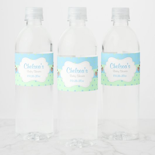 かわいいコウノトリと男の赤ちゃん ペットボトルラベル (ボトル)