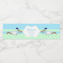 かわいいコウノトリと男の赤ちゃん ペットボトルラベル