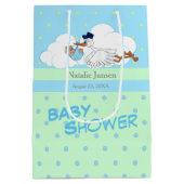 かわいいコウノトリと男の赤ちゃん ミディアムペーパーバッグ (裏面)