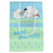 かわいいコウノトリと男の赤ちゃん ミディアムペーパーバッグ (裏面)