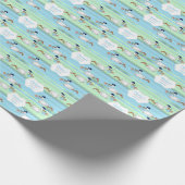 かわいいコウノトリと男の赤ちゃん ラッピングペーパー (角)