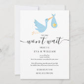 かわいいコウノトリのベビーシャワーにスプリンクキャンセルカード 招待状 (正面)