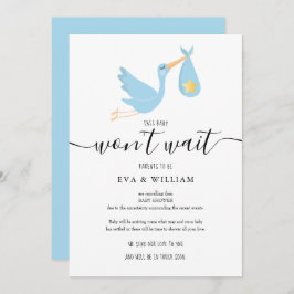 かわいいコウノトリのベビーシャワーにスプリンクキャンセルカード 招待状