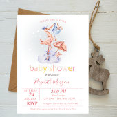 かわいいコウノトリ点々のあるの赤ちゃんシャワー 招待状