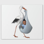 かわいいコウノトリ&ベビーモダンベビーシャワー ラッピングペーパー (フラット)