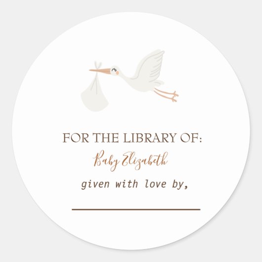 かわいいコウノトリ ラウンドシール (正面)