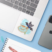 かわいいコウモリとアジサイのティータイム シール (ノートパソコンとiPhone)