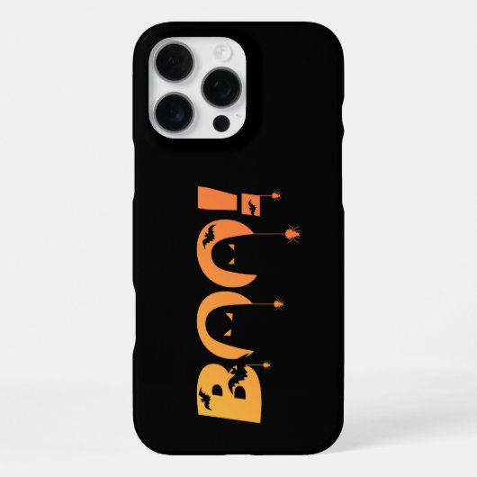 かわいいコウモリとクモのタイポグラフィ iPhoneケース (裏面)