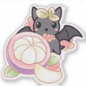 かわいいコウモリとマングスチン シール (正面)