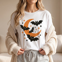 かわいいコウモリと三日月のハロウィン Tシャツ