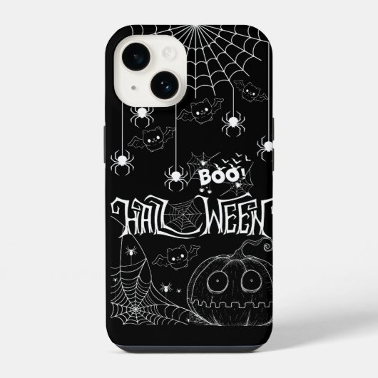 かわいいコウモリと怖いカボチャのiPhoneケース iPhoneケース (裏面)