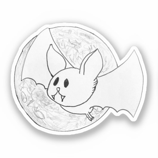 かわいいコウモリと満月のハロウィン シール (正面)