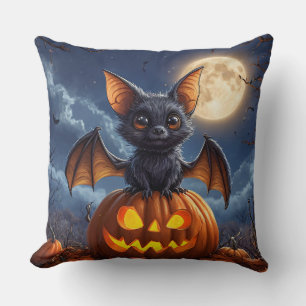 🦇🎃 かわいいコウモリのカボチャ ハロウィン ナイトビジュー ✨ クッション