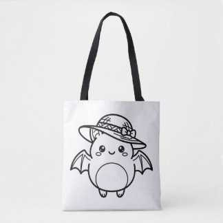 かわいいコウモリのサンハットを塗り絵しよう トートバッグ