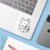 かわいいコウモリのジュースボックスの夏を彩ろう シール (ノートパソコンとiPhone)