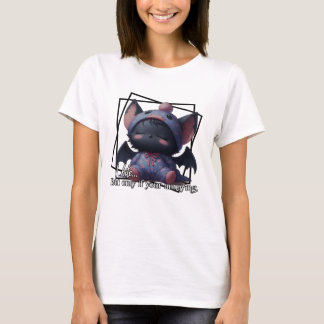 かわいいコウモリのデザインTシャツ 迷惑なら噛む Tシャツ