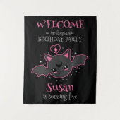 かわいいコウモリのハロウィンお誕生日会 タペストリー (正面)