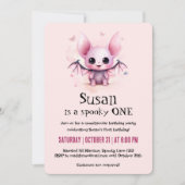 かわいいコウモリのハロウィンお誕生日会 招待状 (正面)