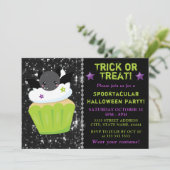 かわいいコウモリのハロウィンカップケーキ子供パーティ 招待状 (スタンド正面)
