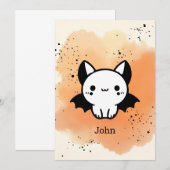 かわいいコウモリの友達 - シンプルでかわいいベビーアート 招待状 (正面/裏面)