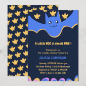 かわいいコウモリの男の子 ハロウィン ベビーシャワー 招待状 (正面/裏面)
