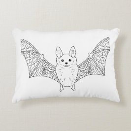 かわいいコウモリの線画 ハロウィンのアート アクセントクッション