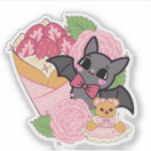 かわいいコウモリ、いちごクレープとテディベア シール (正面)