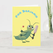 かわいいコオロギの虫の漫画イラストレーション カード (正面)