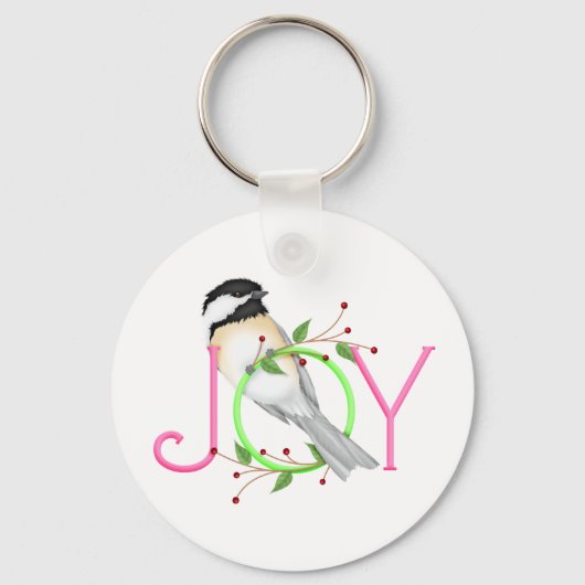 かわいいコガラの"Joy" キーホルダー (正面)