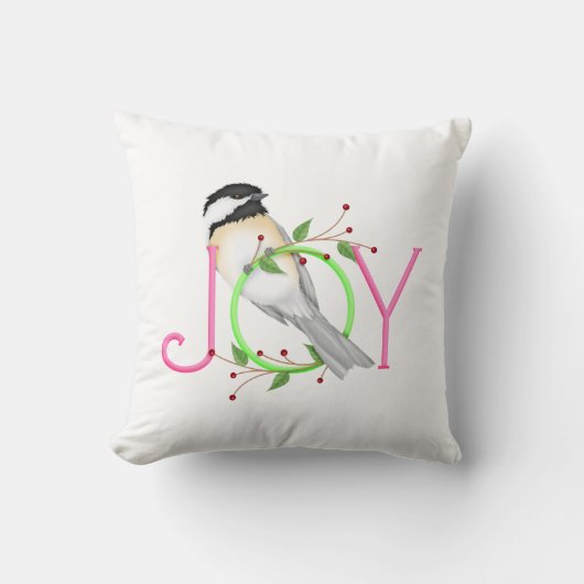 かわいいコガラの"Joy" クッション (正面)