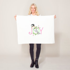 かわいいコガラの"Joy" フリースブランケット