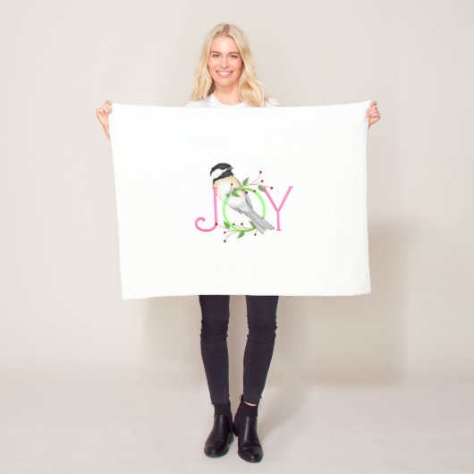 かわいいコガラの"Joy" フリースブランケット (インサイチュ)