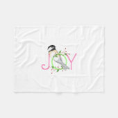かわいいコガラの"Joy" フリースブランケット (正面(横))