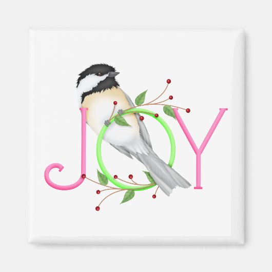 かわいいコガラの"Joy" マグネット (正面)