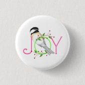 かわいいコガラの"Joy" 缶バッジ (正面)