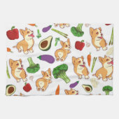 かわいいコギと野菜の具材 キッチンタオル (横)