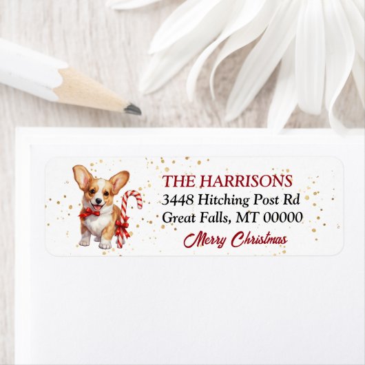 かわいいコギの子犬キャンディーケンジギフト ラベル (インサイチュ)