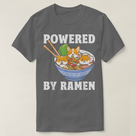 かわいいコギラーメンかわいい子犬日本のマンガアニメ Tシャツ (デザイン正面)