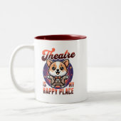 かわいいコギ劇場は私の幸せな場所 ツートーンマグカップ (左)