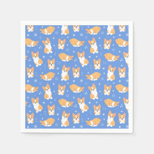 かわいいコギ模様 スタンダードカクテルナプキン (正面)