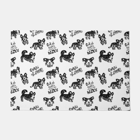 かわいいコギ模様 ドアマット (正面)