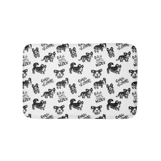 かわいいコギ模様 バスマット (正面)