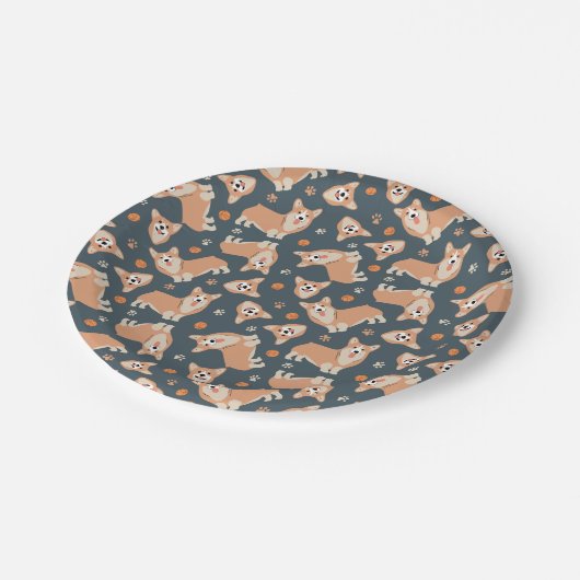 かわいいコギ模様 ペーパープレート (アングル)