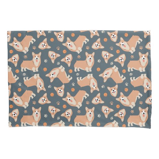 かわいいコギ模様 枕カバー (正面)