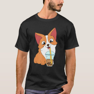 かわいいコギ真珠つきミルクティー Tシャツ