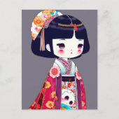 かわいいコケシの人形、ポストクロッシング ポストカード (正面)