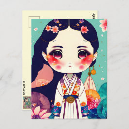 かわいいコケシの人形、ポストクロッシング ポストカード
