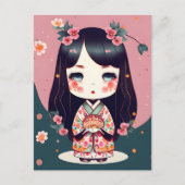 かわいいコケシの人形、ポストクロッシング ポストカード (正面)